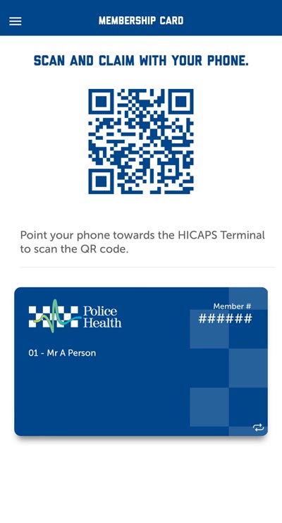 Police Health app iPhone QR code screenshot