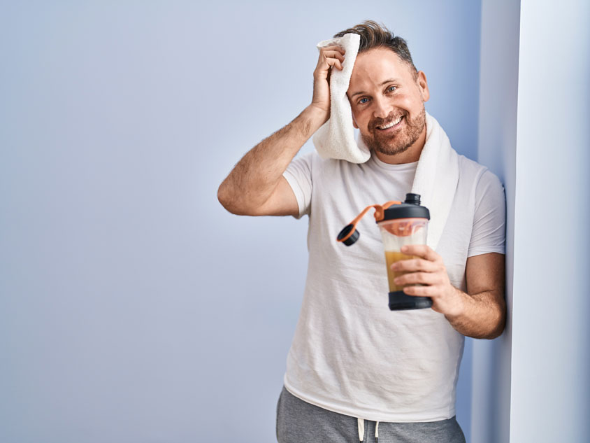 A man receives treatment from a health professional